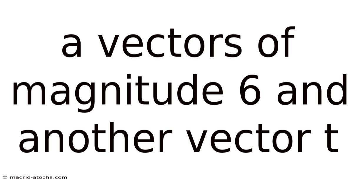 A Vectors Of Magnitude 6 And Another Vector T