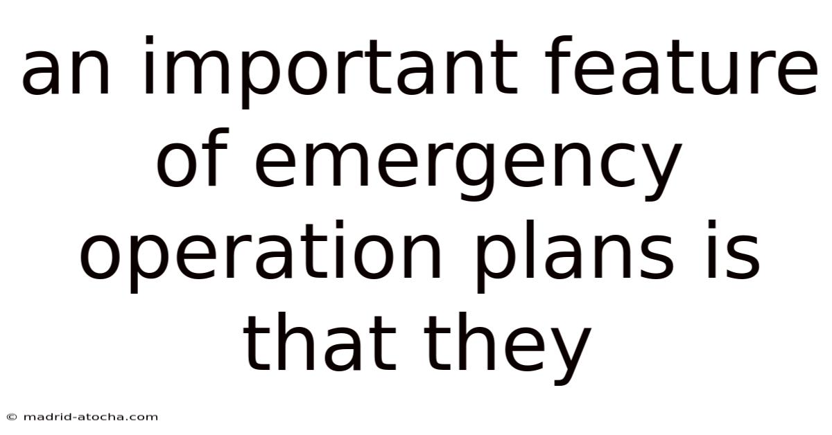 An Important Feature Of Emergency Operation Plans Is That They
