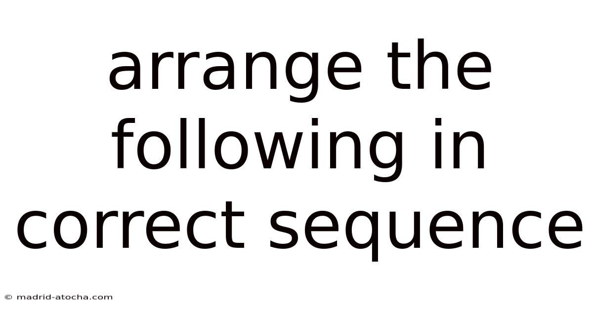 Arrange The Following In Correct Sequence