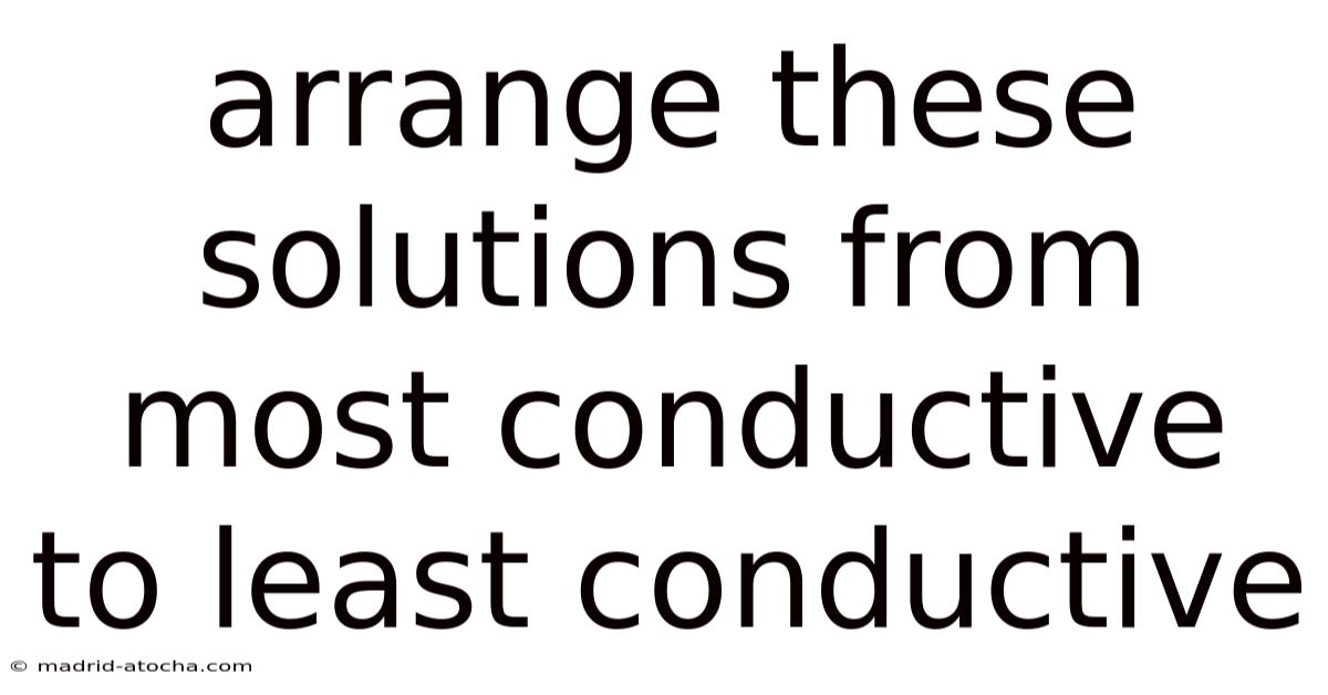 Arrange These Solutions From Most Conductive To Least Conductive