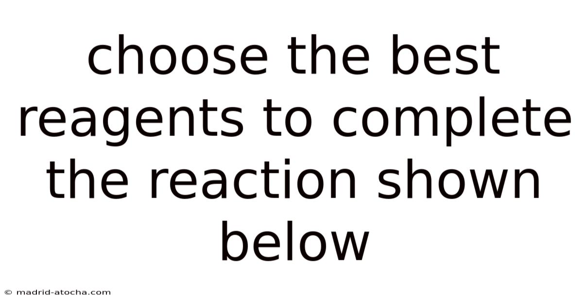 Choose The Best Reagents To Complete The Reaction Shown Below