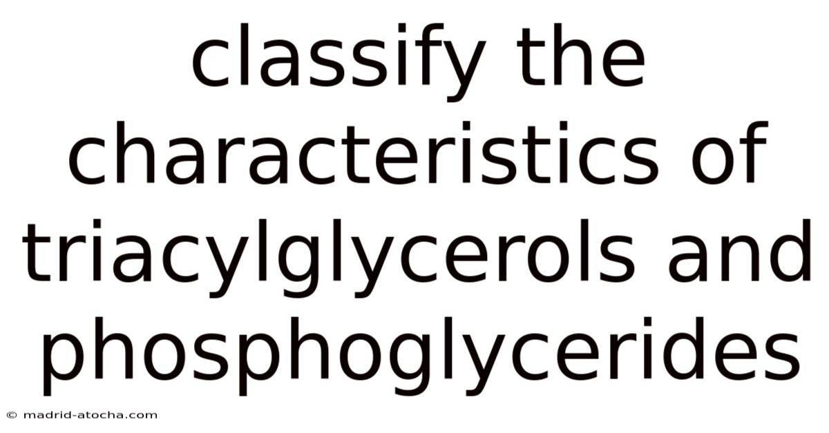 Classify The Characteristics Of Triacylglycerols And Phosphoglycerides