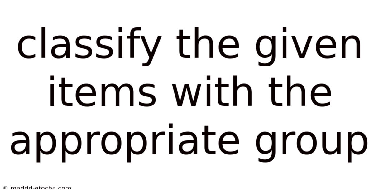 Classify The Given Items With The Appropriate Group
