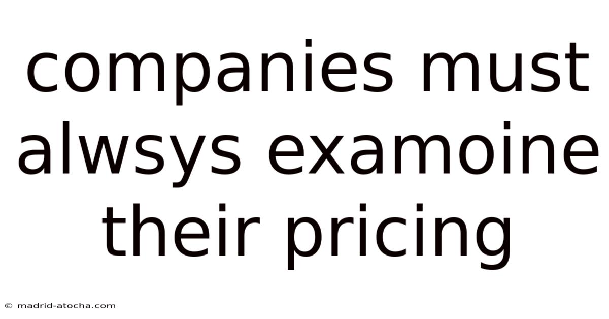 Companies Must Alwsys Examoine Their Pricing