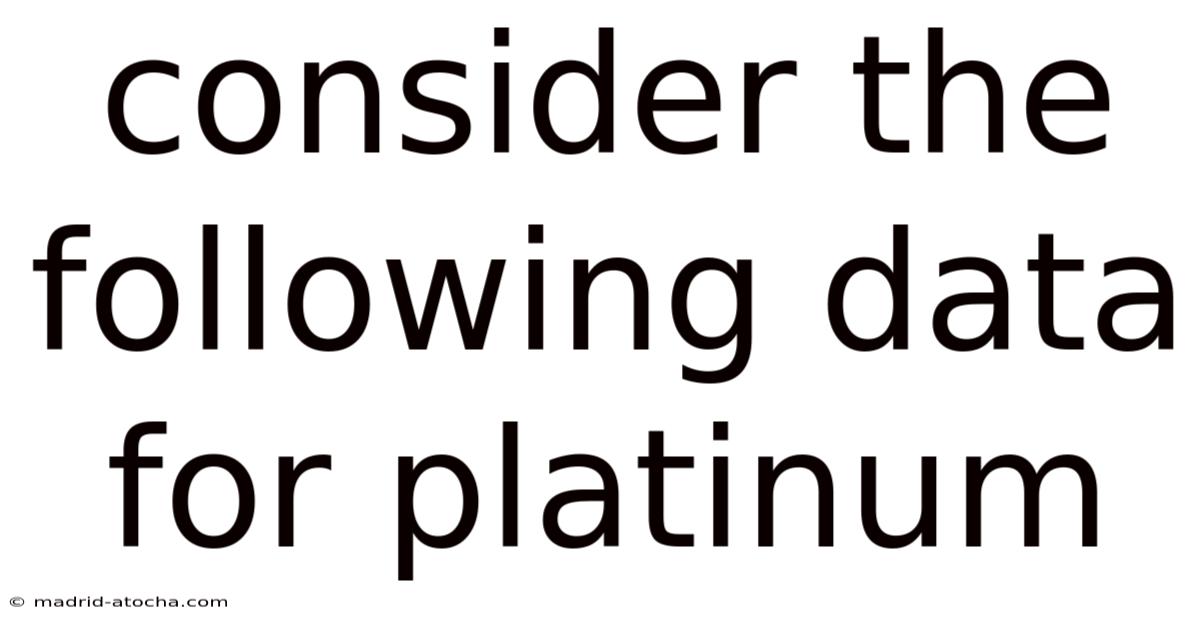 Consider The Following Data For Platinum