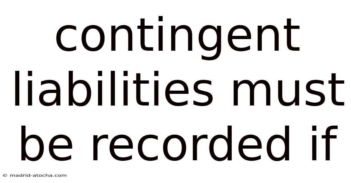 Contingent Liabilities Must Be Recorded If