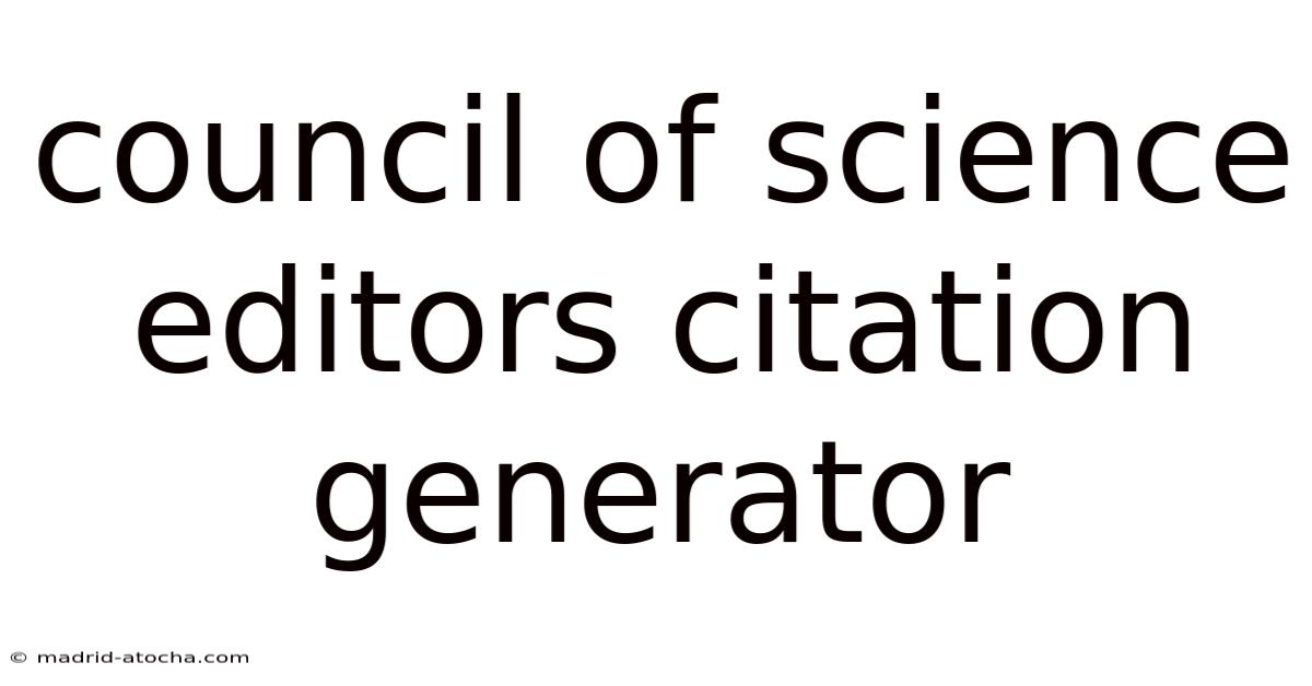 Council Of Science Editors Citation Generator