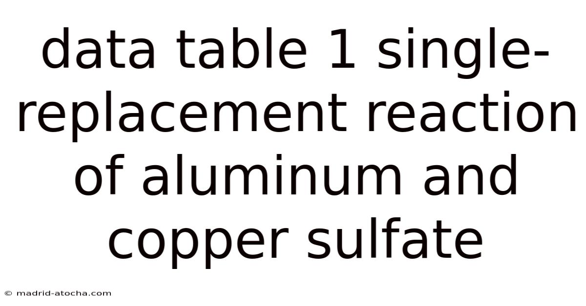 Data Table 1 Single-replacement Reaction Of Aluminum And Copper Sulfate