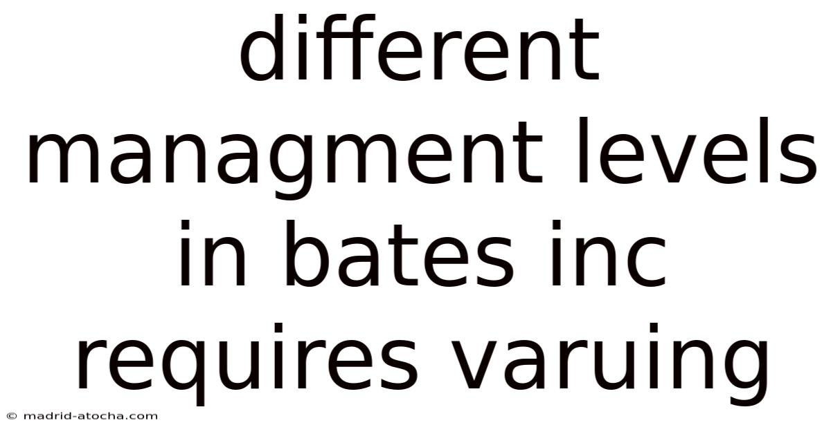 Different Managment Levels In Bates Inc Requires Varuing