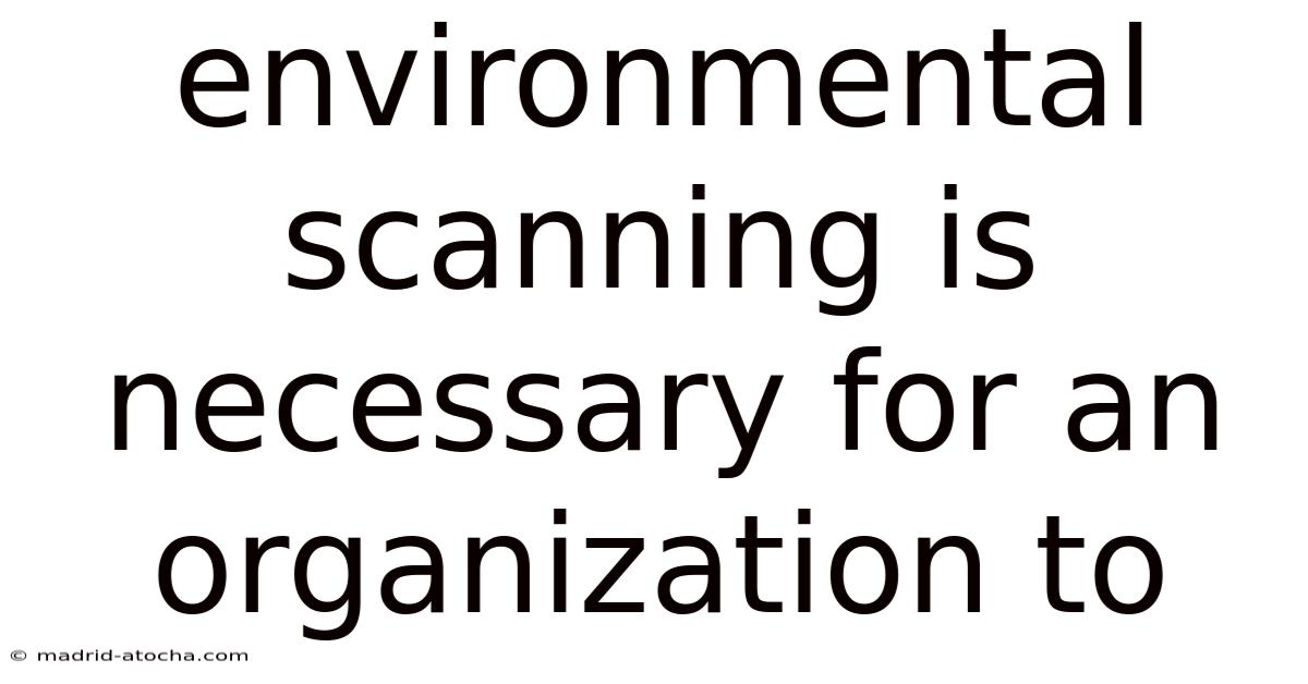 Environmental Scanning Is Necessary For An Organization To