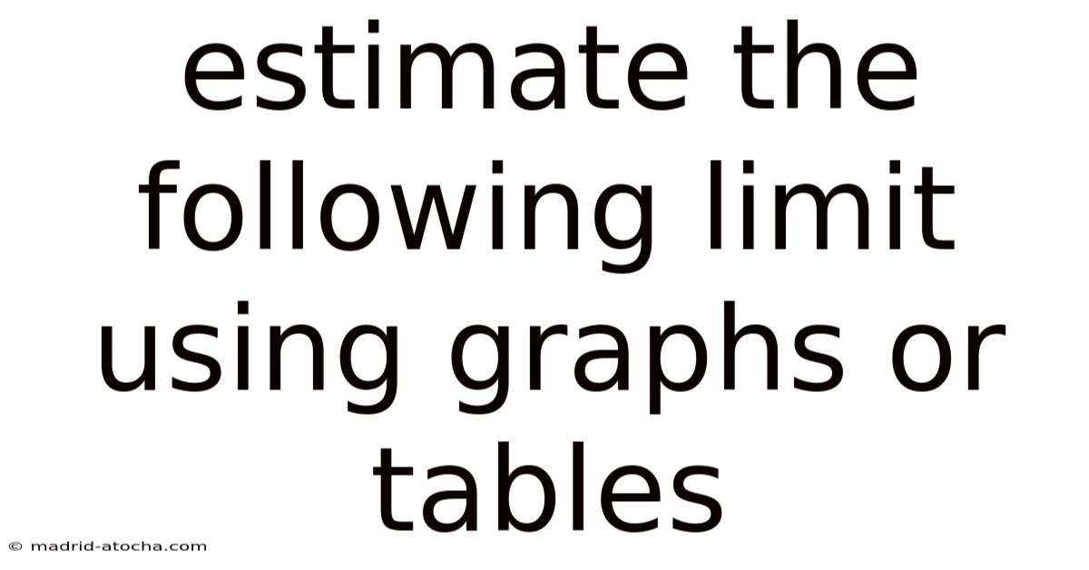 Estimate The Following Limit Using Graphs Or Tables
