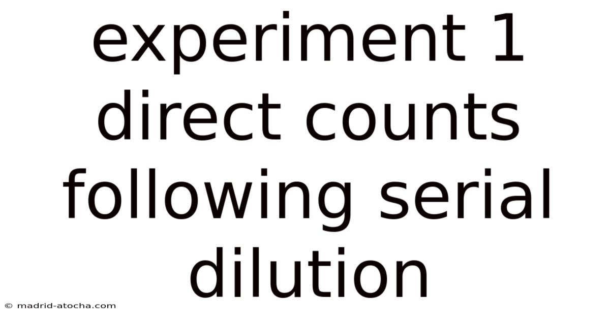 Experiment 1 Direct Counts Following Serial Dilution