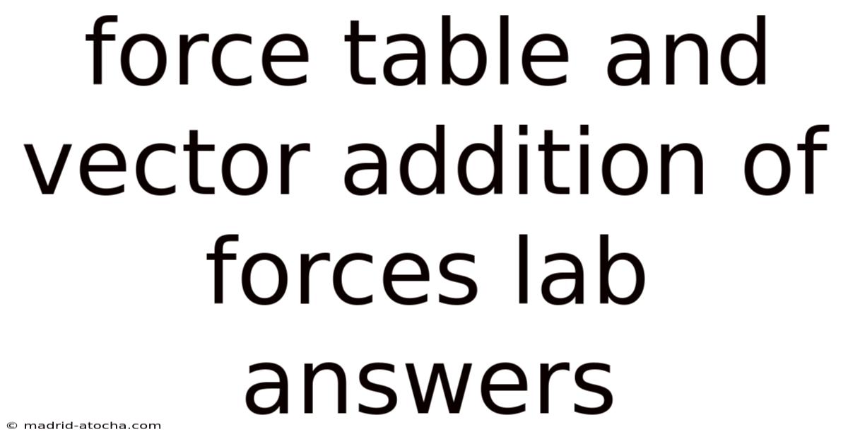 Force Table And Vector Addition Of Forces Lab Answers