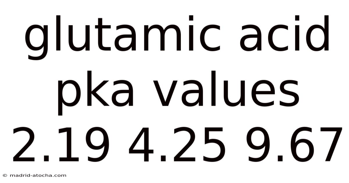 Glutamic Acid Pka Values 2.19 4.25 9.67