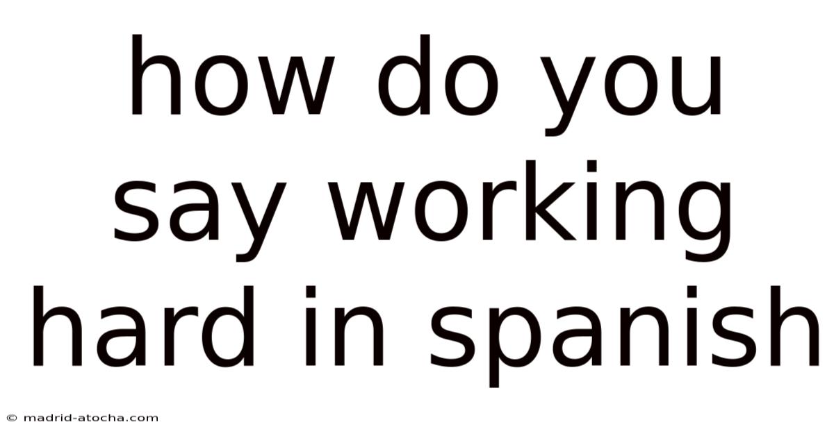 How Do You Say Working Hard In Spanish
