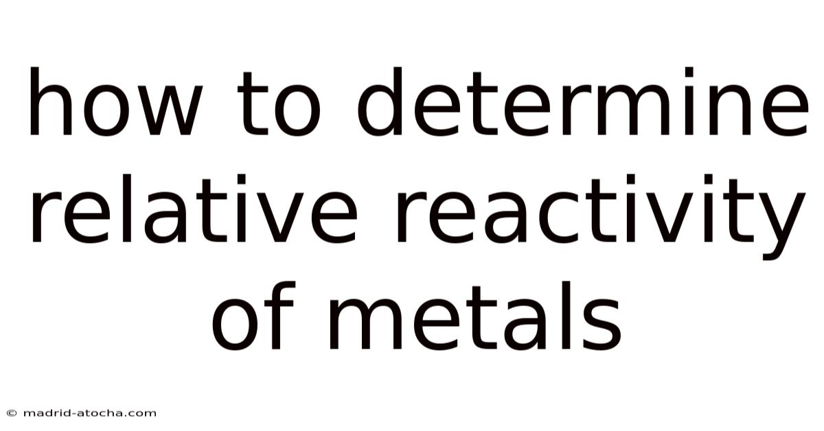 How To Determine Relative Reactivity Of Metals