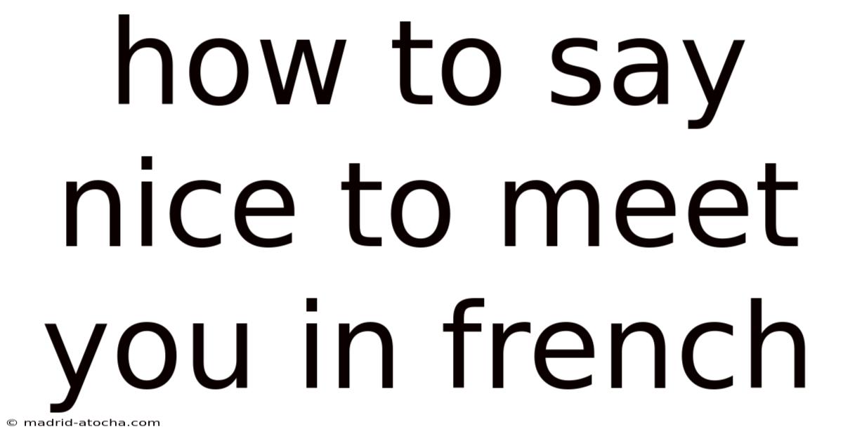 How To Say Nice To Meet You In French