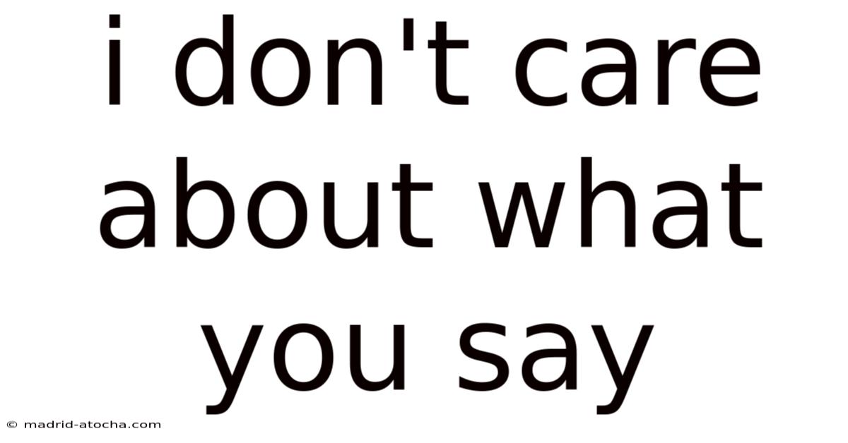 I Don't Care About What You Say