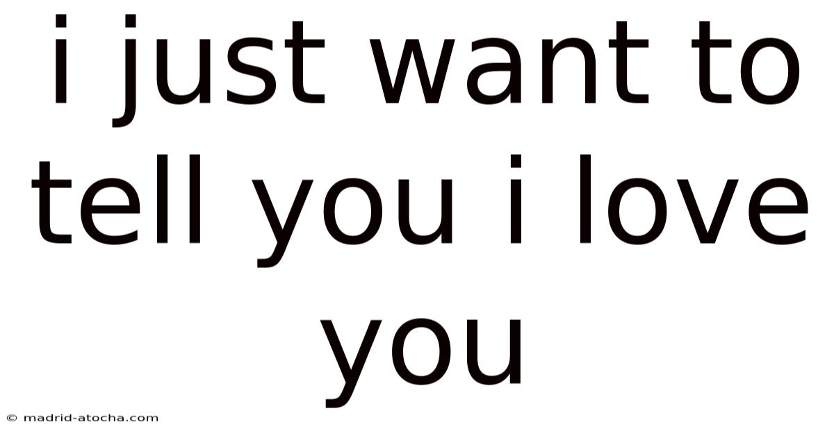 I Just Want To Tell You I Love You