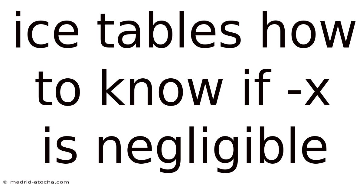 Ice Tables How To Know If -x Is Negligible