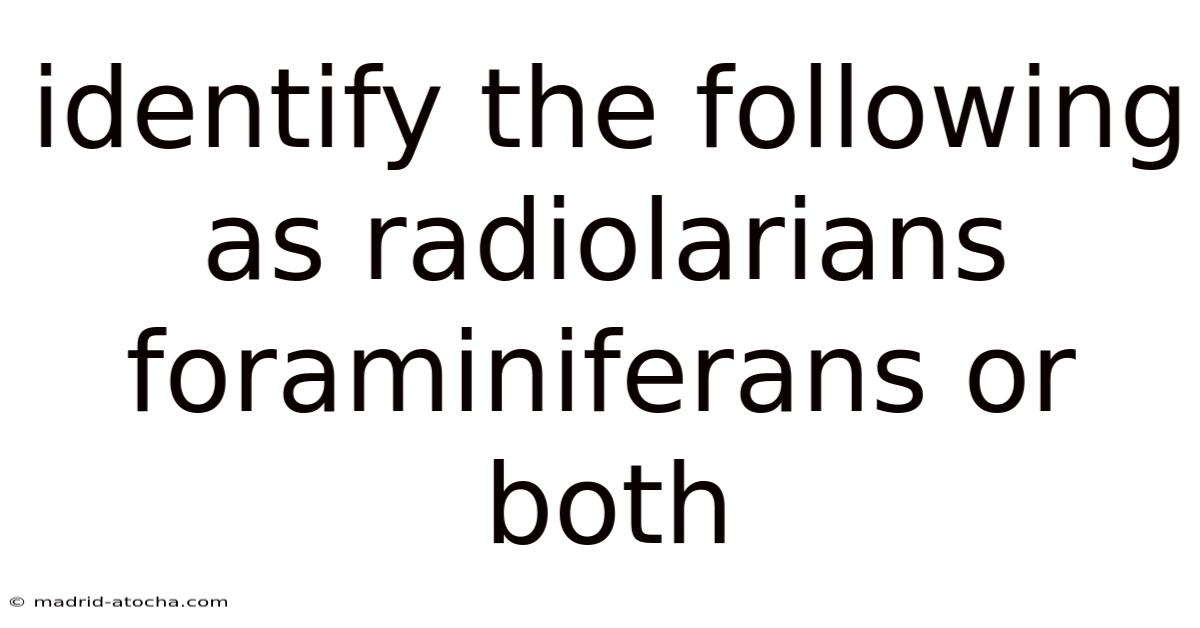 Identify The Following As Radiolarians Foraminiferans Or Both