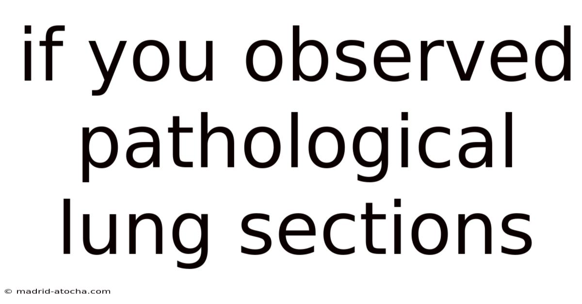 If You Observed Pathological Lung Sections