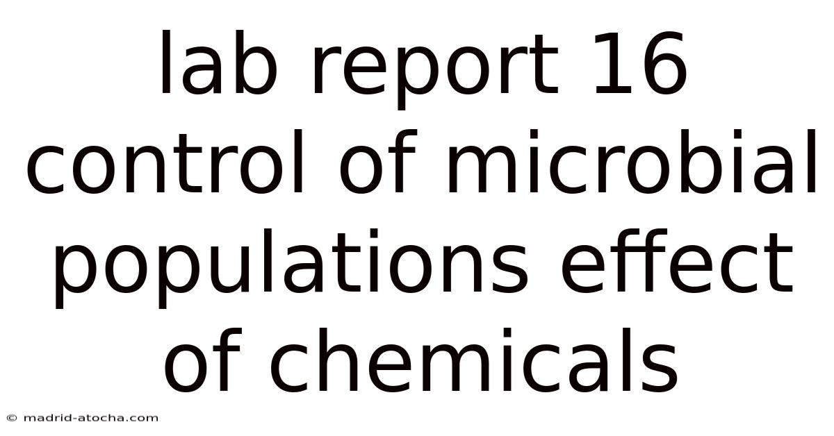 Lab Report 16 Control Of Microbial Populations Effect Of Chemicals