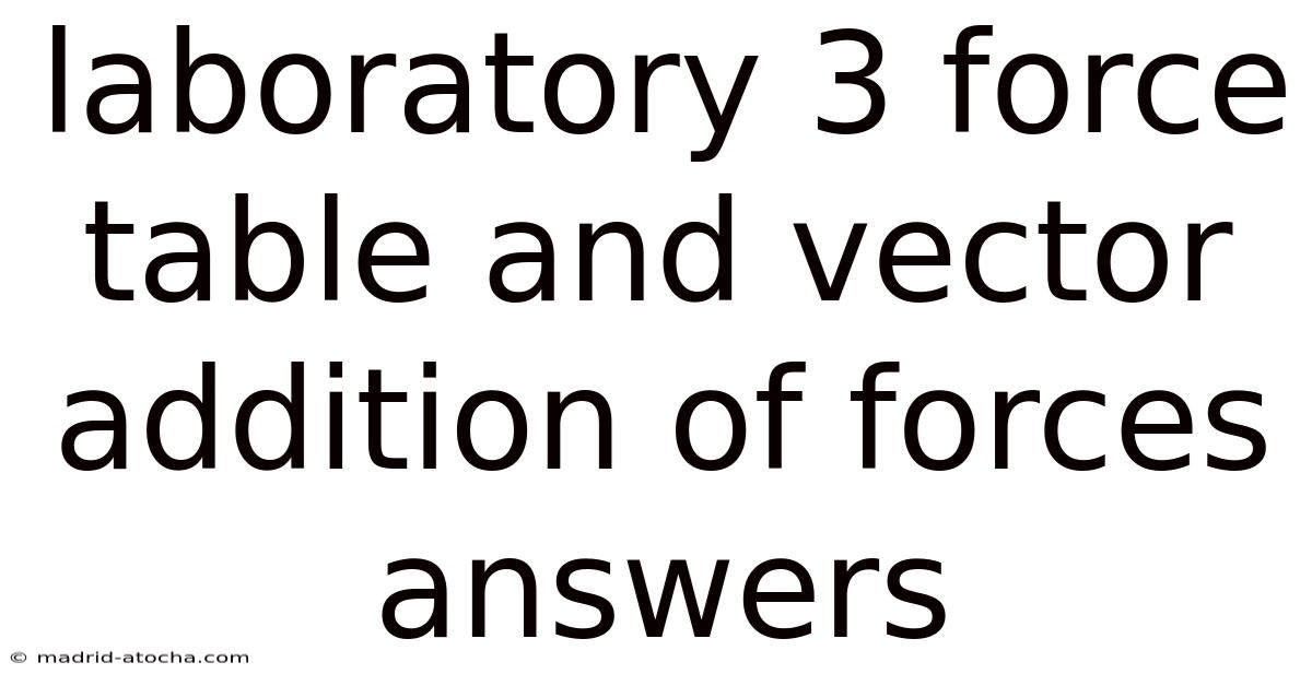 Laboratory 3 Force Table And Vector Addition Of Forces Answers