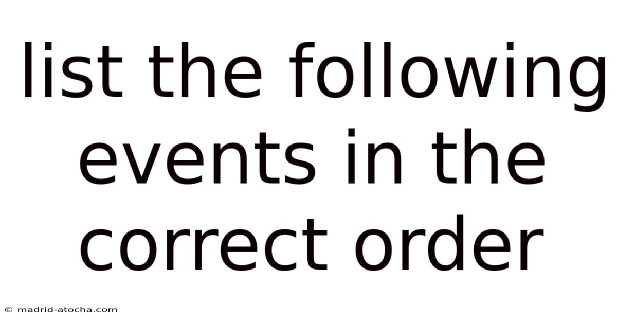 List The Following Events In The Correct Order