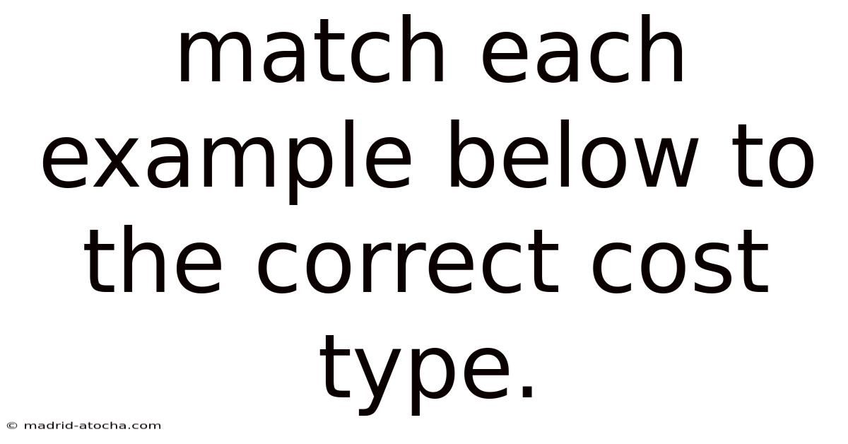 Match Each Example Below To The Correct Cost Type.