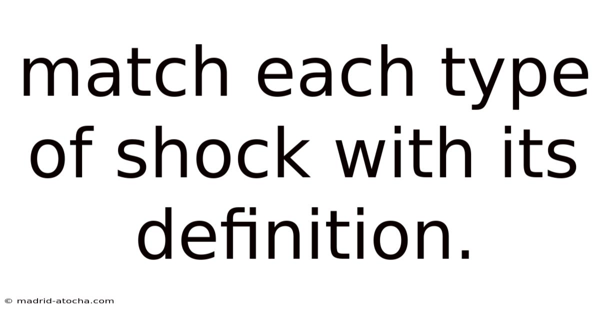 Match Each Type Of Shock With Its Definition.