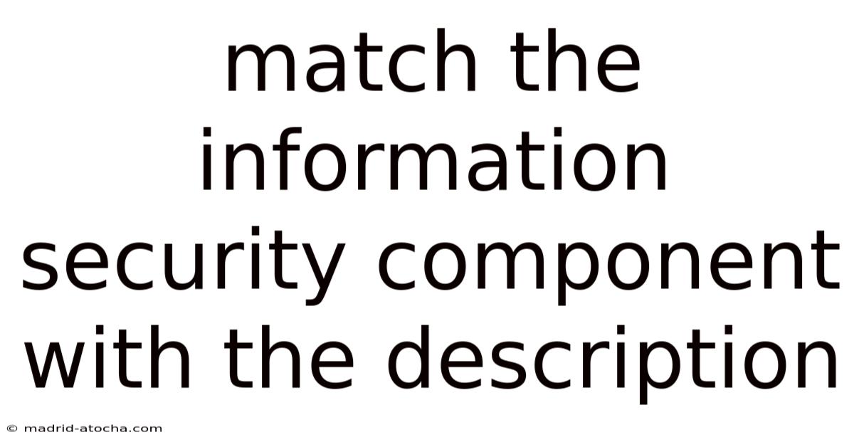 Match The Information Security Component With The Description