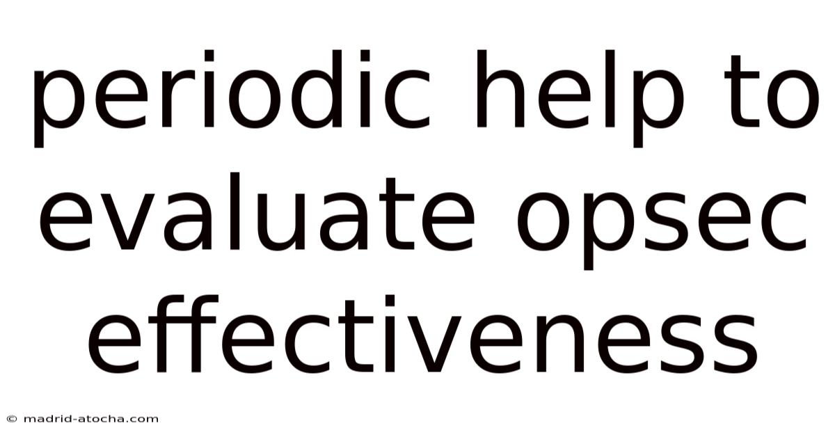 Periodic Help To Evaluate Opsec Effectiveness