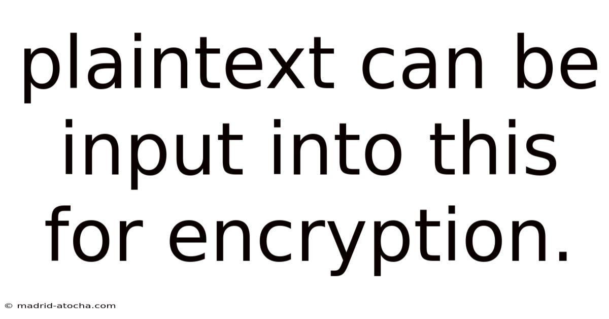 Plaintext Can Be Input Into This For Encryption.