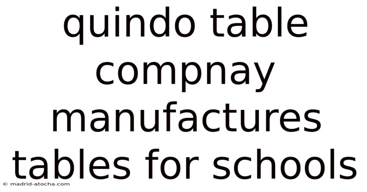 Quindo Table Compnay Manufactures Tables For Schools