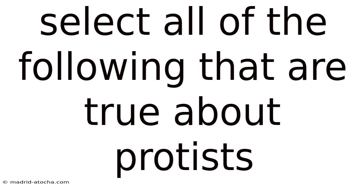 Select All Of The Following That Are True About Protists