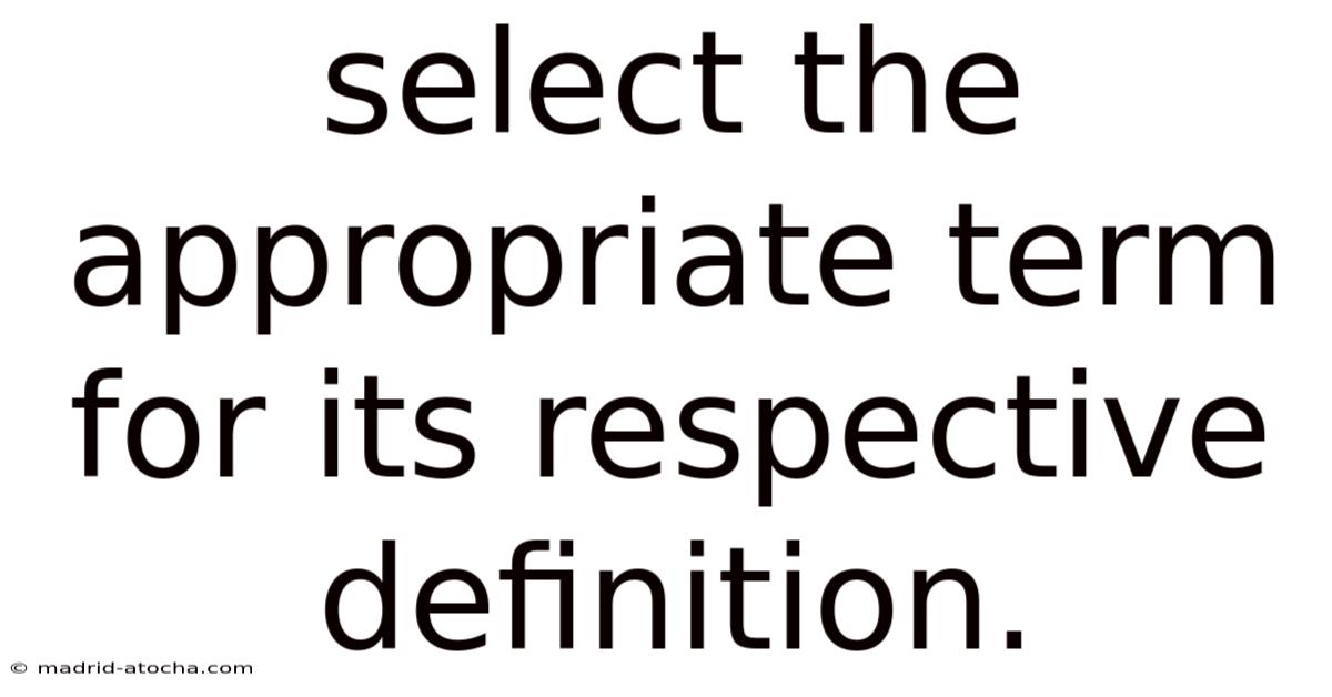 Select The Appropriate Term For Its Respective Definition.