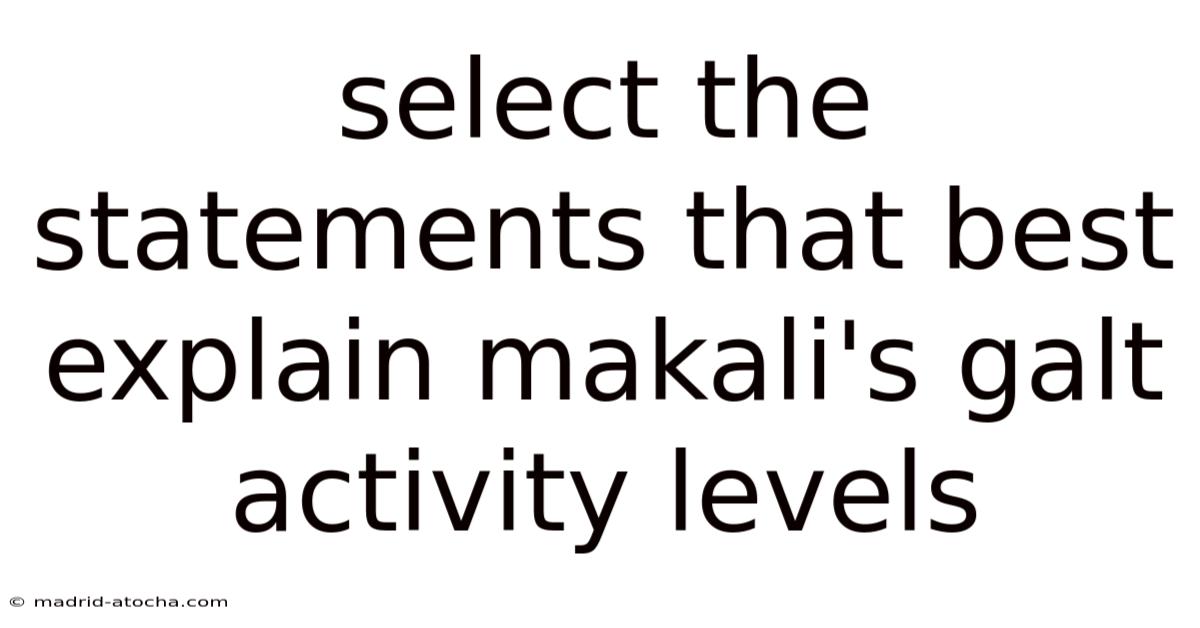 Select The Statements That Best Explain Makali's Galt Activity Levels