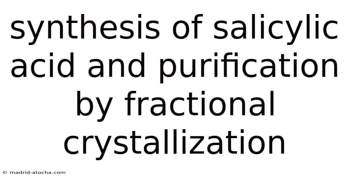 Synthesis Of Salicylic Acid And Purification By Fractional Crystallization