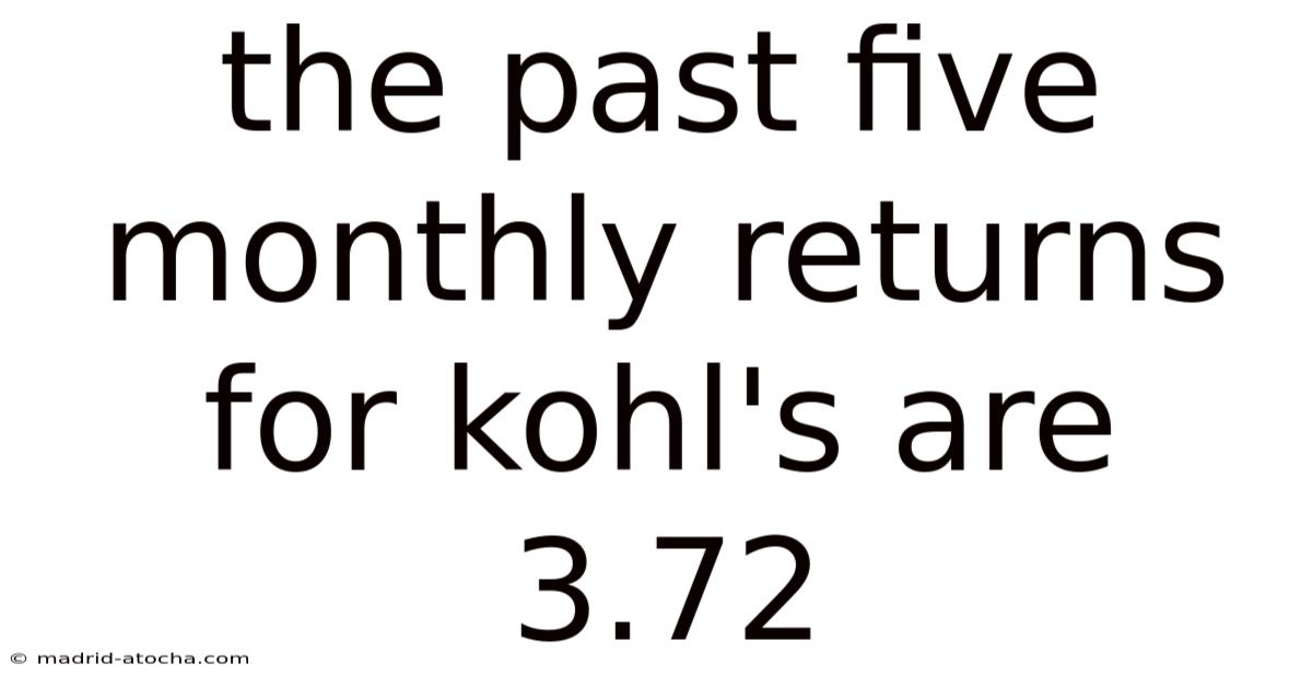 The Past Five Monthly Returns For Kohl's Are 3.72