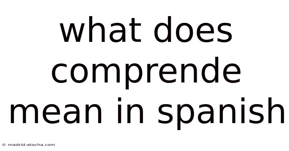 What Does Comprende Mean In Spanish