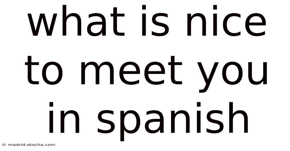 What Is Nice To Meet You In Spanish