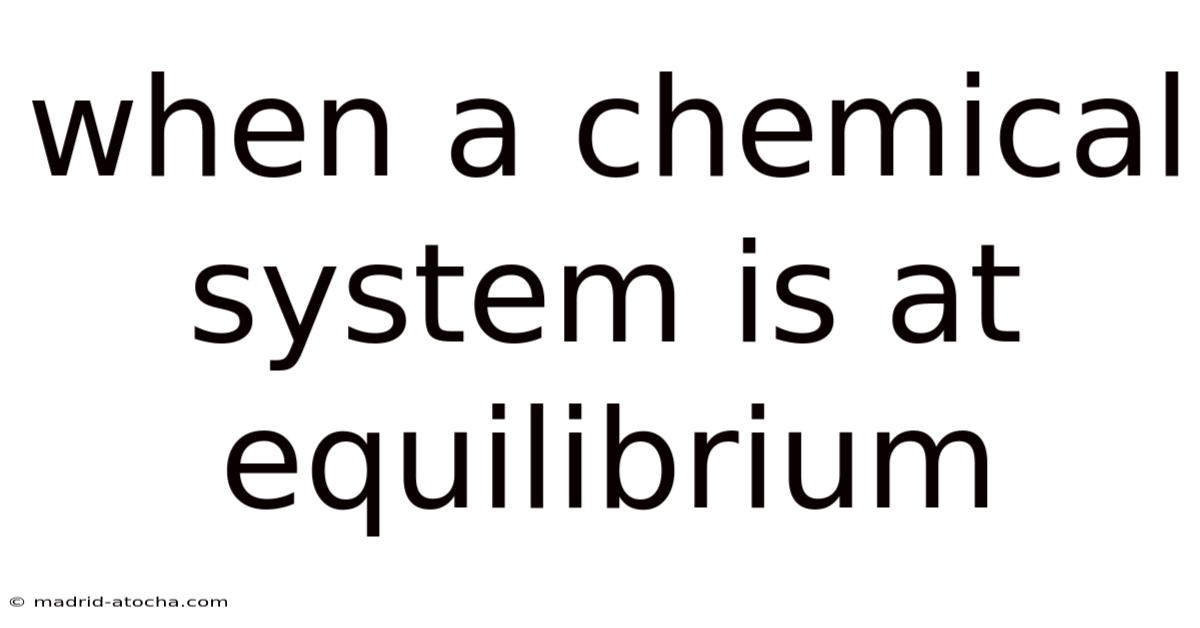 When A Chemical System Is At Equilibrium