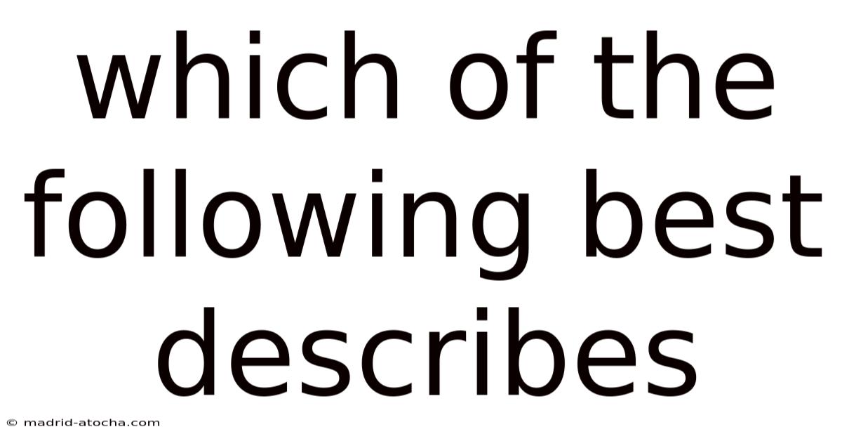 Which Of The Following Best Describes