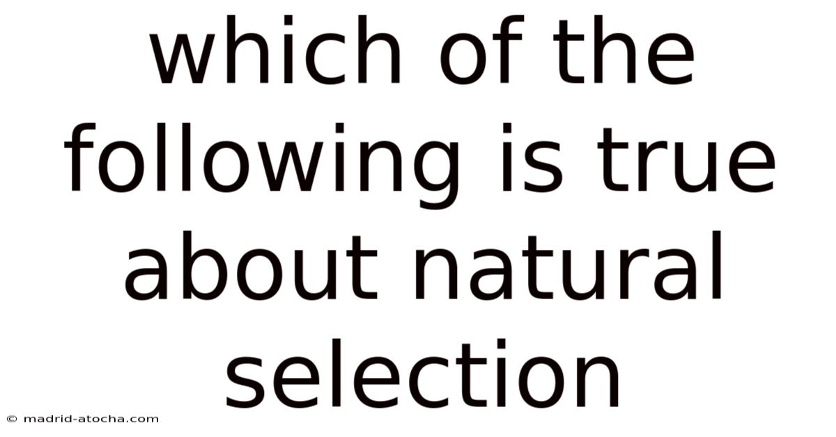 Which Of The Following Is True About Natural Selection